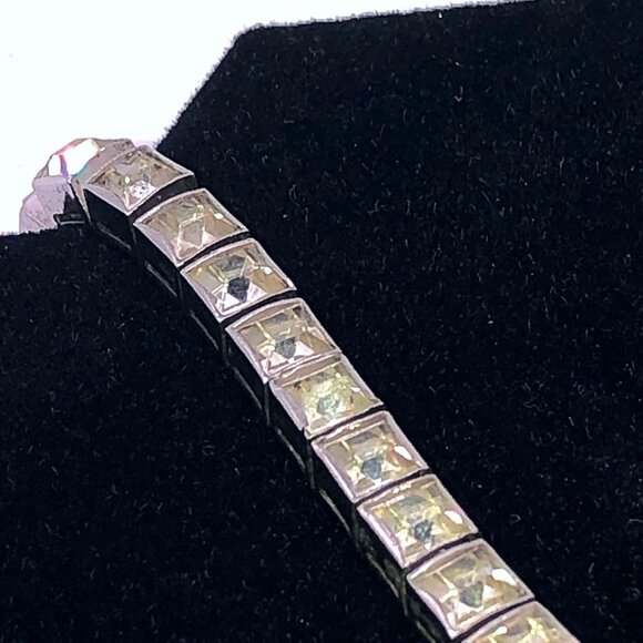 Dorsons 1950s Sterling Silver Princess Cut Clear Crystal Rhinestone Choke - Picture 4 of 13